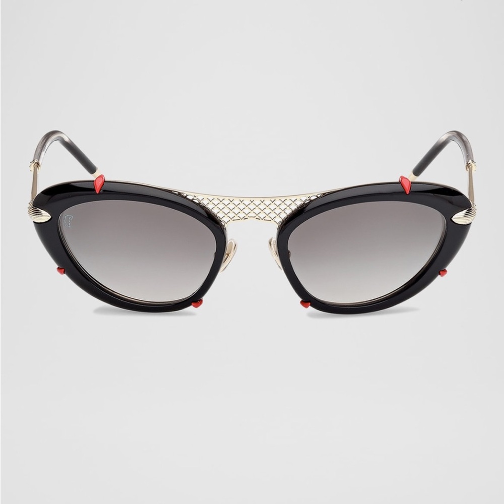 Louboutin Miss Z Spiked Oval Gold and Black Sunglasses